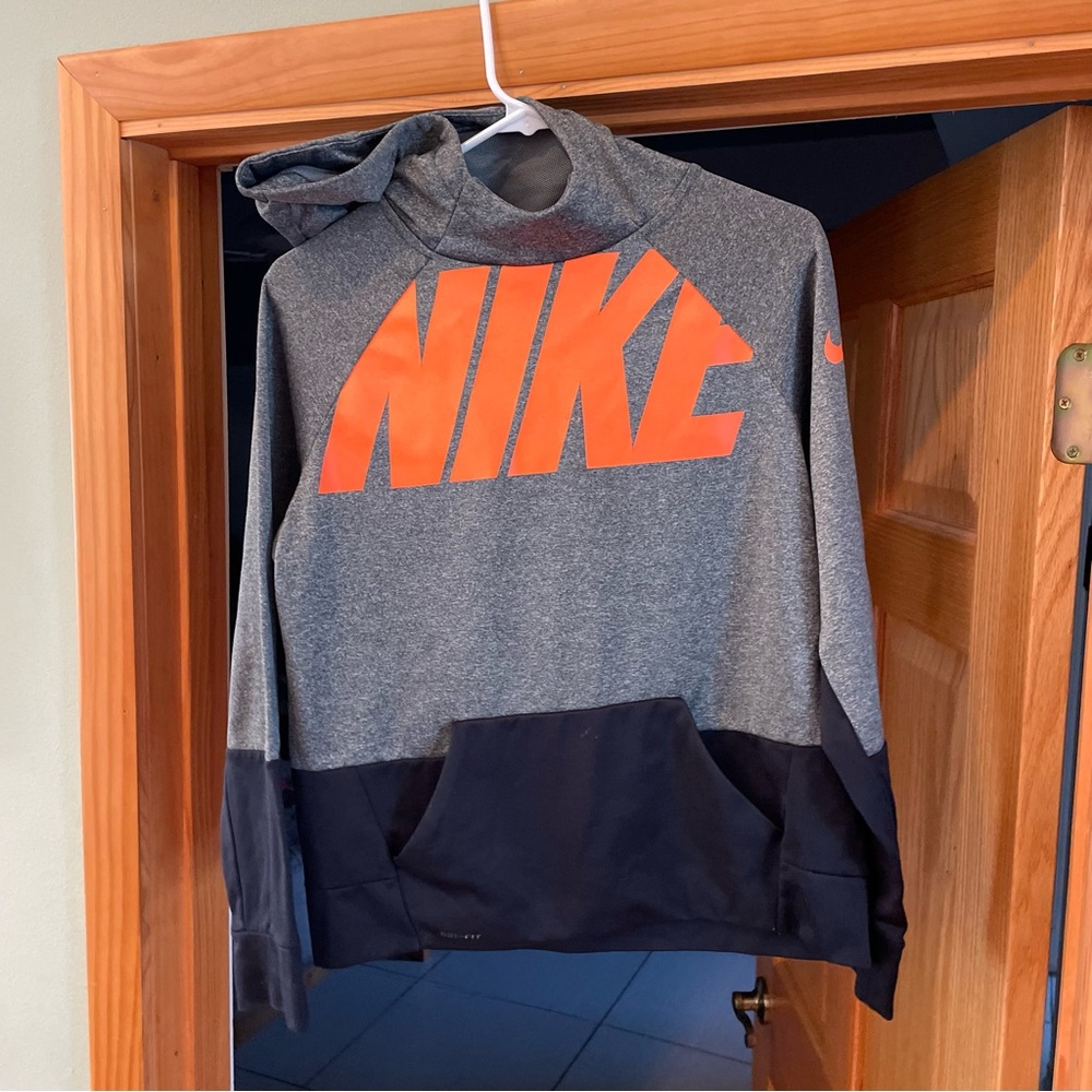 NIKE Dri-fit Pullover Hoodie Gray and Orange Size XL